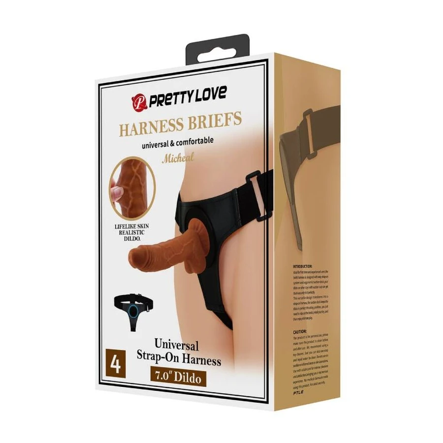 PRETTY LOVE - SLIP HARNAIS HARNAIS UNIVERSEL AVEC GODE MICHEAL 20 CM NOIR